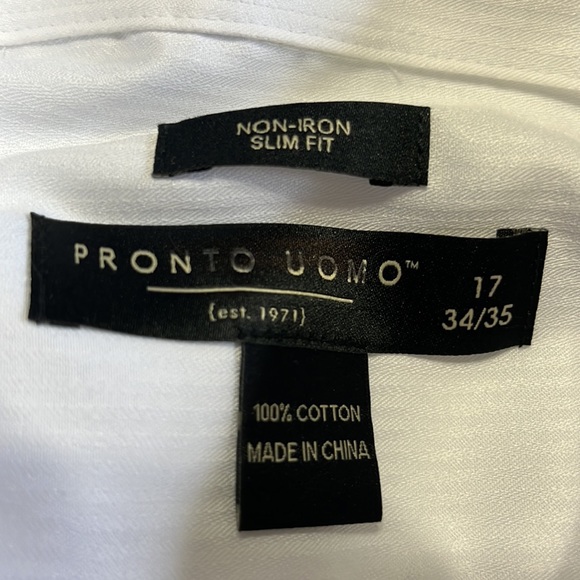 (490)NWOT Mens long sleeve white dress shirt by pronto Uomo. Size 17-34/35. - Picture 7 of 8
